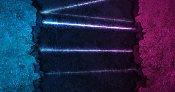 Blue Purple Grunge Broken Wall With Neon Lines
