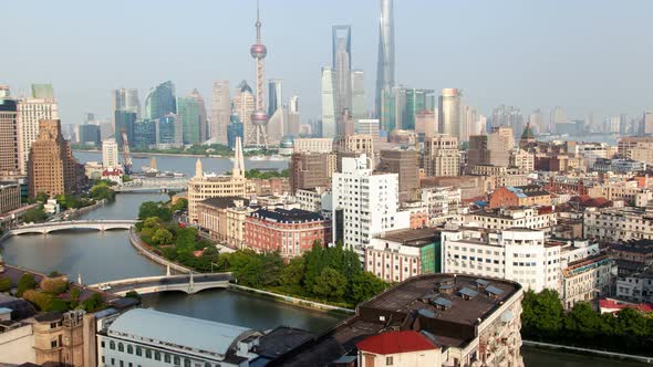 Shanghai Wusong River Cityscape Pan Up alt