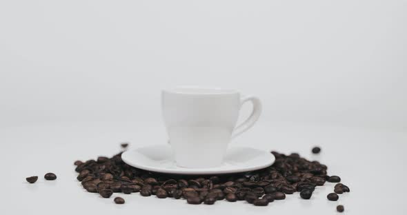 White Ceramic Empty Coffee Cup and Saucer alt
