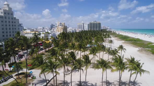South Beach Miami Florida Aerial Overview Volleyball Waterfront Park City Palm Trees alt