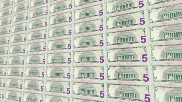 Five US Dollar Bill Back Loop Background 4K 09 alt