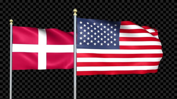 Denmark And United States Two Countries Flags Waving alt