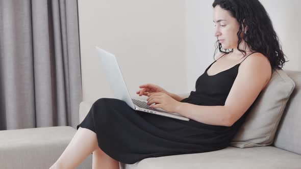 Freelancer Young Woman Work Is Responsible Important Task on Freelance Email at Home Typing on alt