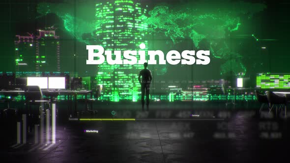 Finance Businessman in Office With Business Text alt