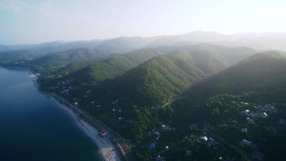 Flying Over the Seashore of a Russian Resort alt