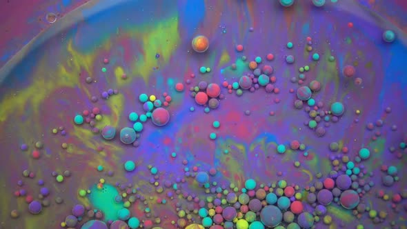 Liquid Paints With Bubbles Mixing