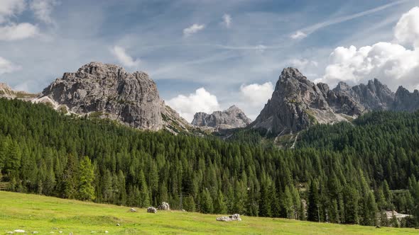 Panoramic View Over Tyrol Dolomites Peaks near Tre Cime di Lavaredo,  alt