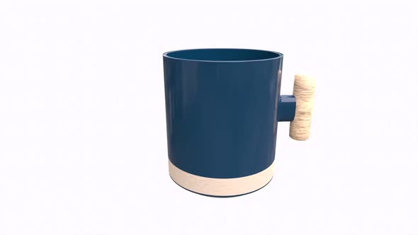 dark blue coffee mug 3d object rotating loop