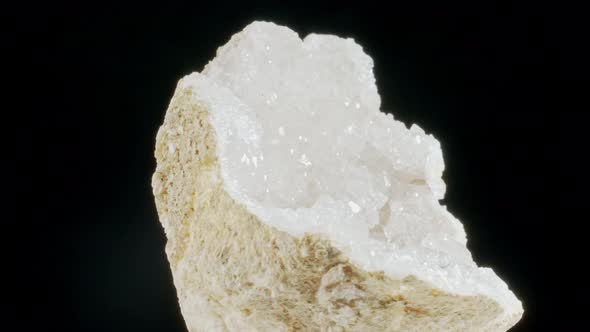 Large Crystals of Rhinestone Quartz, Rock-crystal Black Background. Macro alt