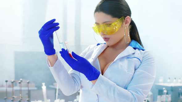 Chemistry Laboratory Beautiful Scientist Doing alt