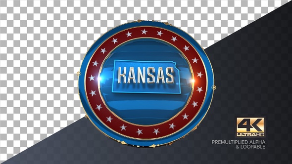Kansas United States of America State Map with Flag 4K alt