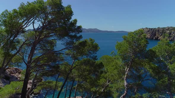 Flight Over Beautiful Seashore at Mallorca