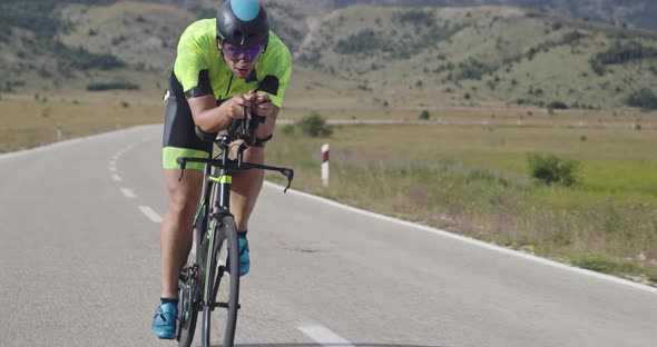 Triathlon Sportsman Athlete Cyclist Riding Professional Racing Bicycle alt