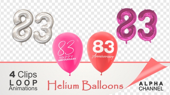 83 Anniversary Celebration Helium Balloons Pack