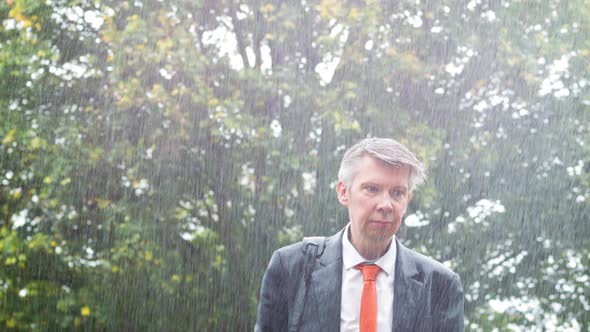 Businessman in the Rain