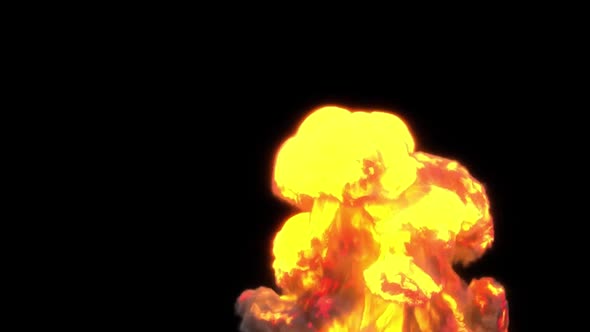 Fire Explosions And Blasts. Explosion Spark And Particles Moves In Isolated Black Background