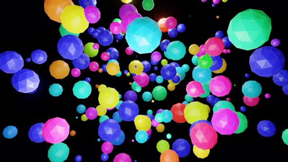 Abstract Festive Background with Cloud of Spheres Flashing Neon Light Randomly alt