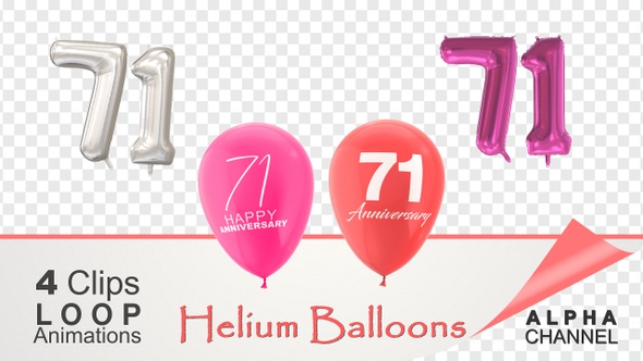 71 Anniversary Celebration Helium Balloons Pack