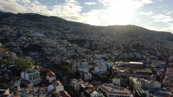 Funchal - sunrise drone flight, Madeira, Portugal alt