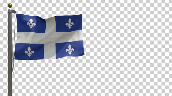 Quebec Flag (Canada) on Flagpole with Alpha Channel - 4K alt