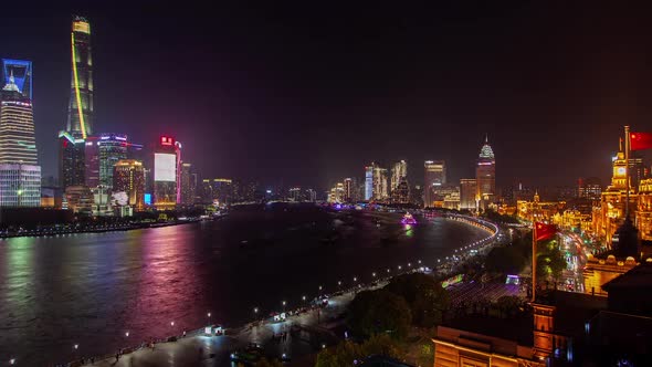 China Advertisement in Shanghai at Huangpu River Timelapse alt