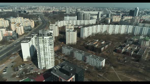 Aerial  Drone Shooting of the Landscape in Minsk City Belarus