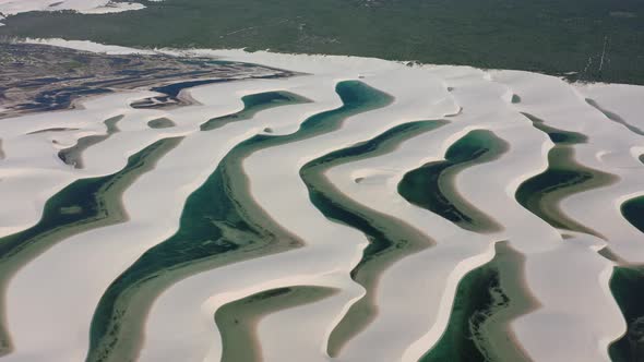 Lencois Maranhenses Maranhao. Scenic sand dunes and turquoise rainwater lakes alt
