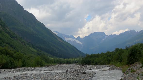 River scenes in national park of Dombay, Caucasus