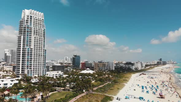 Amazing Aerial View of Miami Beach Coastline From Drone on a Sunny Day Slow Motion alt