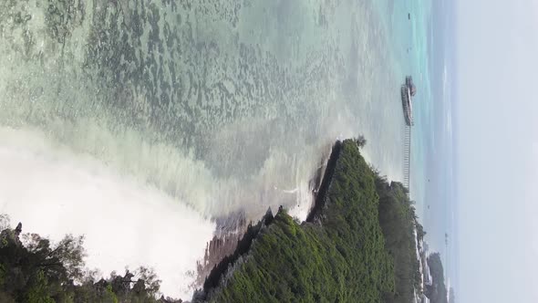 Zanzibar Tanzania  Vertical Video of the Ocean Near the Coast Slow Motion alt