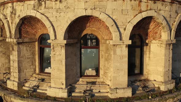 Footage of bosphorus in the sunset having galata tower in the middle alt