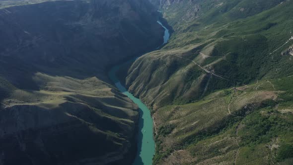 Sulak river in Sulak canyon at the mountains Dagestan.