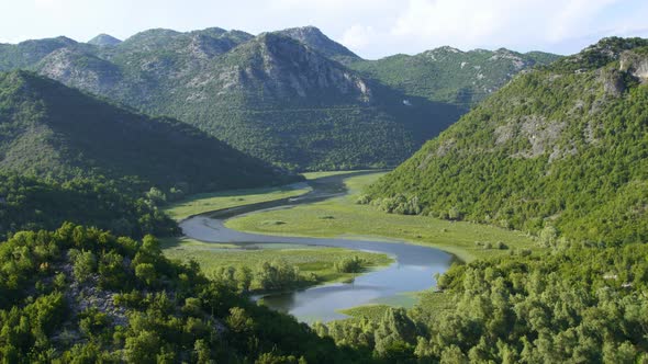 Skadar Lake River Curved on Valley, Virpazar National Park, Montenegro