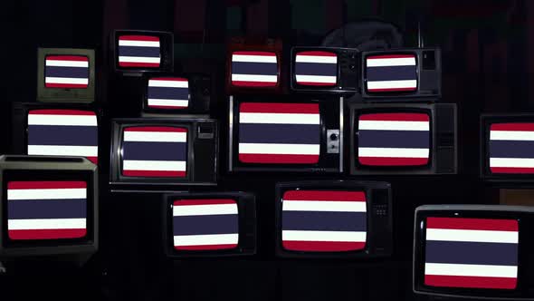 Thailand Flags on Retro TVs. alt