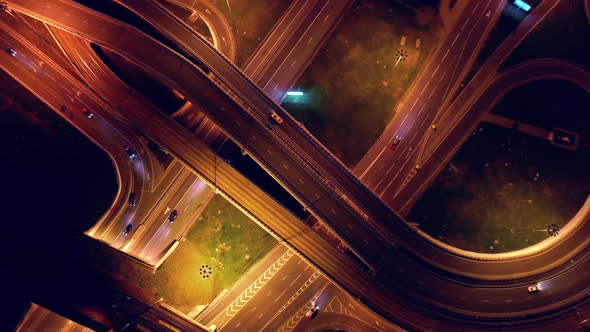 Freeway Intersection Traffic Trails in Night Moscow alt