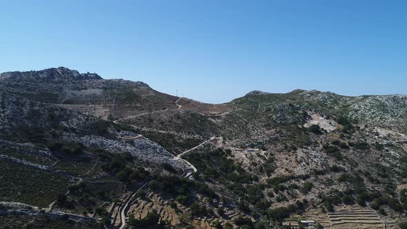 Koronida village on the island of Naxos in the Cyclades in Greece seen from t alt