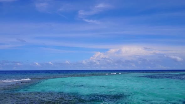 Drone view tourism of resort beach trip by blue sea with sand background alt