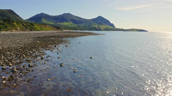Aerial - Wales Landscape of Llyn Peninsula & Yr Eifl Mountain - Breathtaking View alt