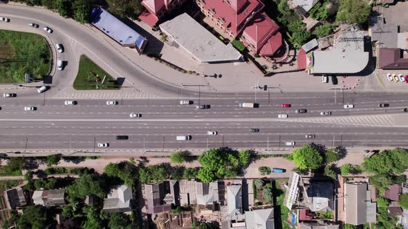Aerial Top Down View of Road Bridge with Traffic Road Infrastructure alt