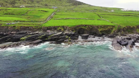 Beautiful Aerial View of Valentia Island. Scenic Irish Countyside on a Dull Spring Day, County Kerry