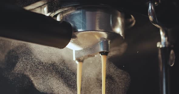 Coffee Machine Preparing Cup of Coffee