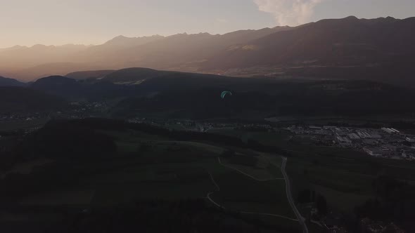 Paraglider on the Background of Alpine Meadows