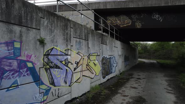 Graffiti Under M6 Motorway Bridge River Blythe East Birmingham Editorial