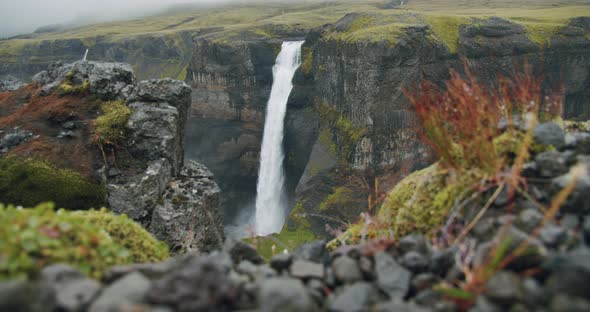 Most Beautiful Haifoss Waterfall in Iceland Highland