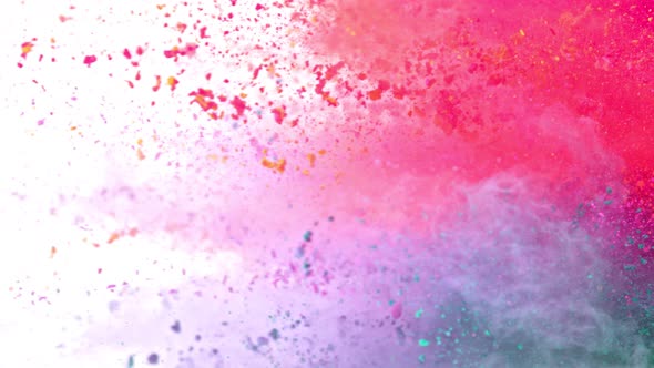 Super Slow Motion Shot of Color Powder Explosion Isolated on White Background at 1000Fps alt