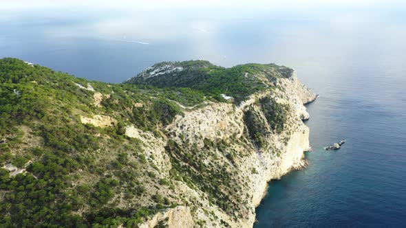 A Bird's-eye View of the Western Cape of Ibiza Island During Sunset