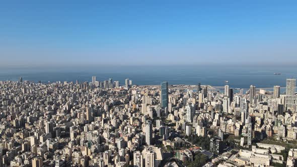 Drone shot flyover Beirut