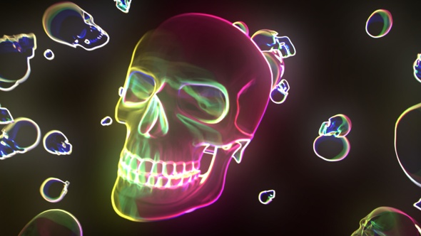 Neon Glowing Skull 4K 03