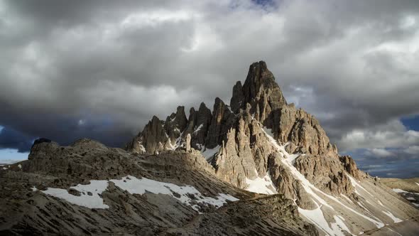 Time Lapse Cloudscape Roll Over Monte Paterno in Dolomites Italy