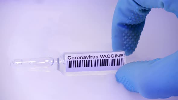Vaccine for Coronavirus in a medical laboratory. Vaccine for COVID-19 virus concept